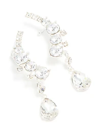 Silver Diamante Drop Ear Cuffs