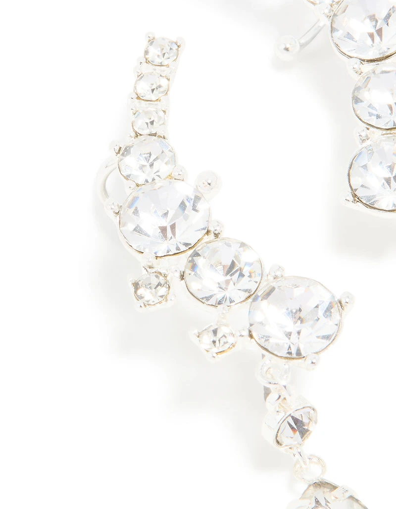 Silver Diamante Drop Ear Cuffs