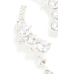 Silver Diamante Drop Ear Cuffs