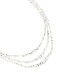Silver Diamante Triple Layered Necklace