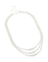 Silver Diamante Triple Layered Necklace