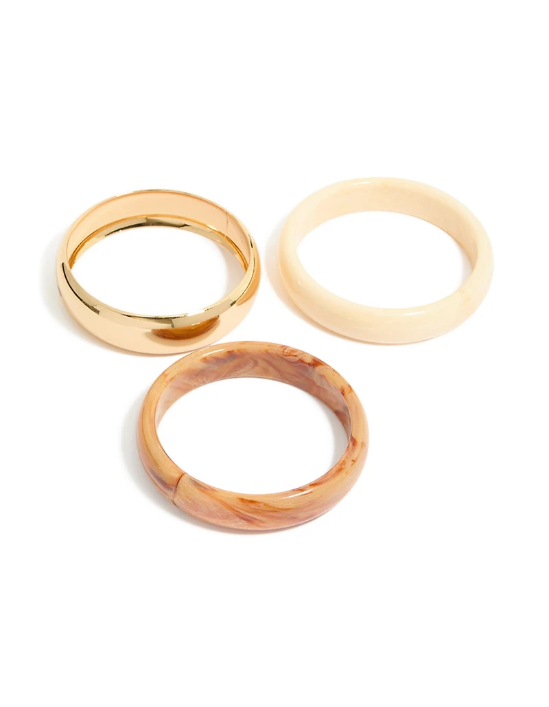 Gold & Neutral Acrylic Bangles 3-Pack