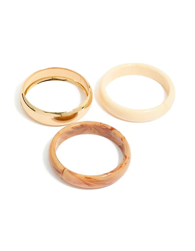 Gold & Neutral Acrylic Bangles 3-Pack