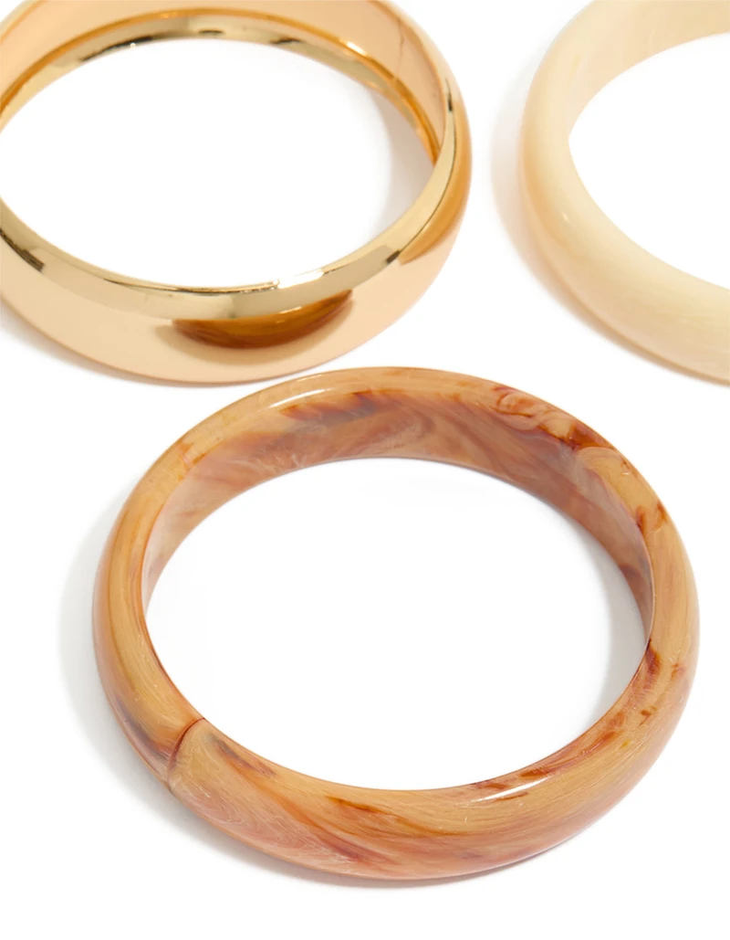Gold & Neutral Acrylic Bangles 3-Pack