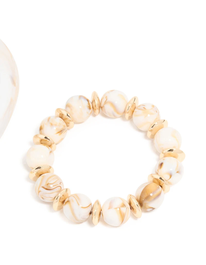 Gold & White Acrylic Bangles 3-Pack