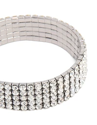 Gunmetal Silver Diamante Stretch Bracelet