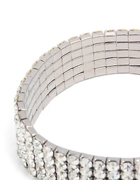 Gunmetal Silver Diamante Stretch Bracelet