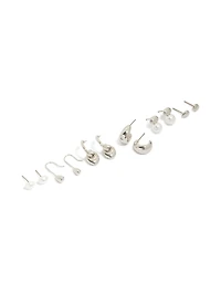Silver Pearl & Multi Orb Stud Earrings 6-Pack