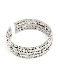 Gunmetal Silver Diamante Glitzy Five Layered Wrist Cuff