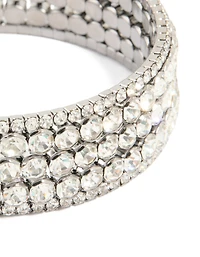 Gunmetal Silver Diamante Glitzy Five Layered Wrist Cuff