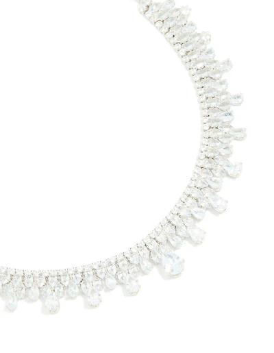 Silver Cubic Zirconia Vintage Multi Pear Drops Necklace