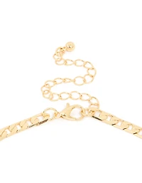 Gold Plated Cross Flay Curb Chain Necklace
