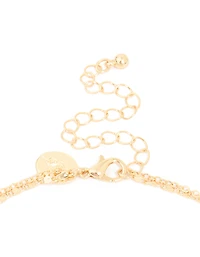 Gold Plated Diamante Filigree Cross & Chain Layered Necklace