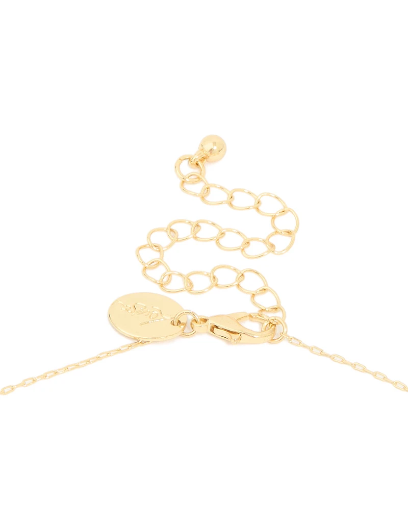 Gold Plated Diamante Rosary Necklace