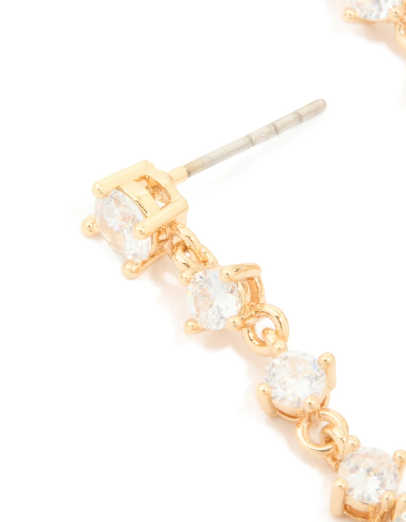 Gold Cubic Zirconia Square Drop Earrings