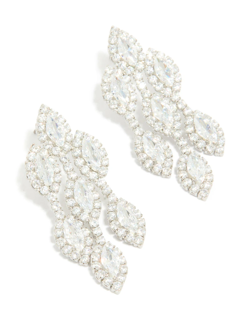 Silver Cubic Zirconia Chandelier Drop Earrings