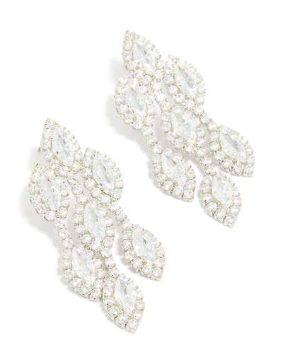 Silver Cubic Zirconia Chandelier Drop Earrings