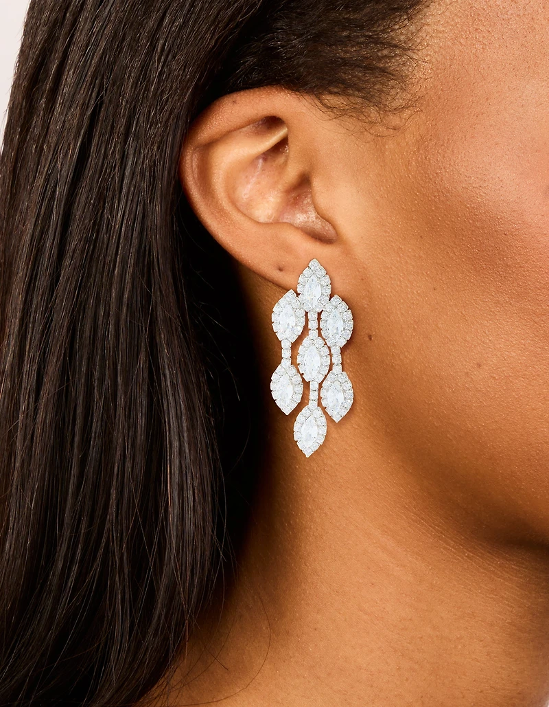 Boucles d’oreilles tombantes en zircone cubique en argent