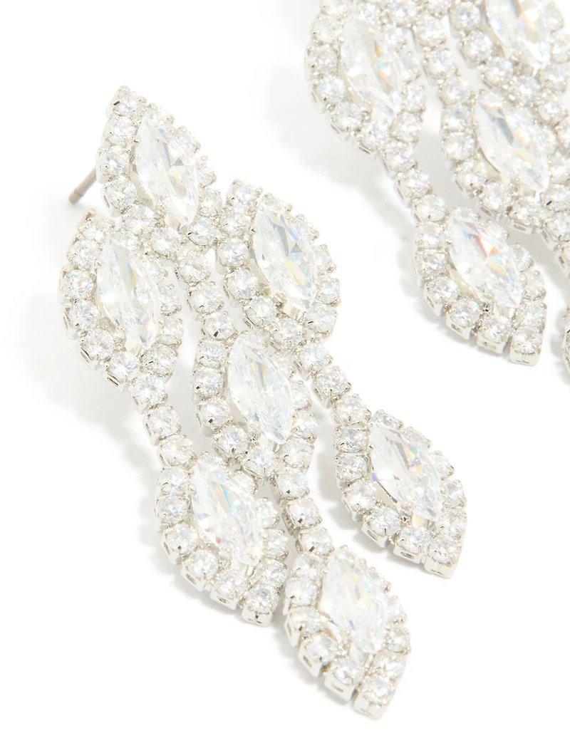 Boucles d’oreilles tombantes en zircone cubique en argent