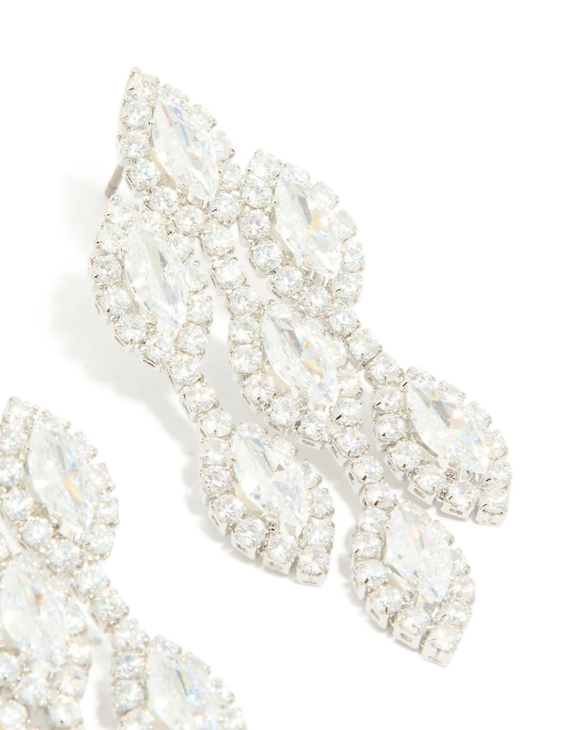 Boucles d’oreilles tombantes en zircone cubique en argent