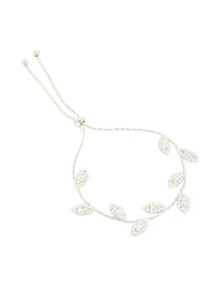 Silver Cubic Zirconia Multi Leaf Toggle Bracelet