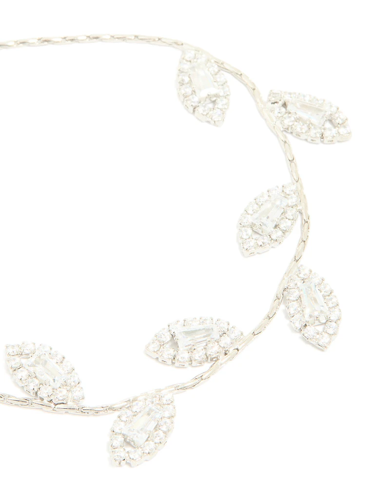 Silver Cubic Zirconia Multi Leaf Toggle Bracelet