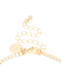 Gold Red Cubic Zirconia Cup Chain Teardrop Earrings & Necklace Set