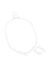 Silver Cubic Zirconia Vine Necklace & Earrings Set