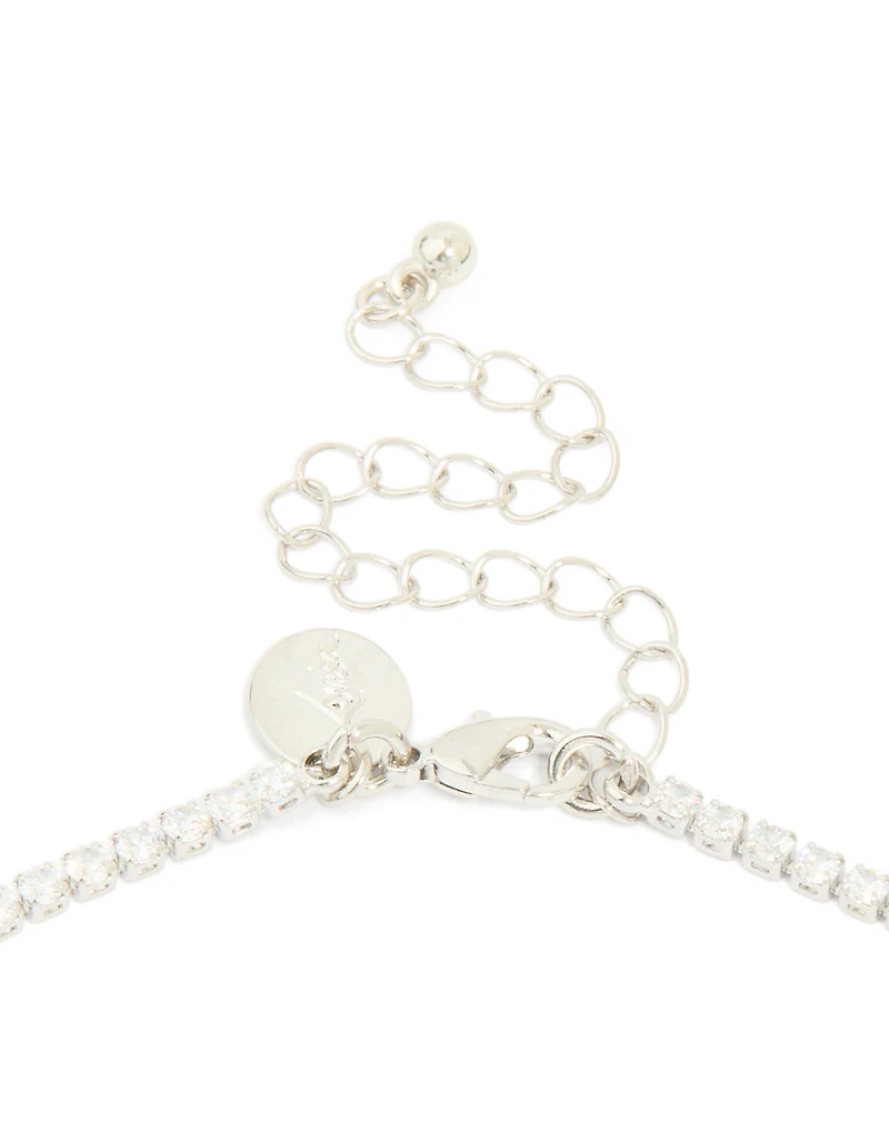 Silver Cubic Zirconia Vine Necklace & Earrings Set