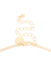 Collier en Y en zircone cubique en or, serti de lunettes délicates.