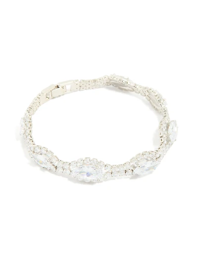 Silver Cubic Zirconia Evil Eye Tennis Bracelet