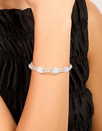 Silver Cubic Zirconia Evil Eye Tennis Bracelet