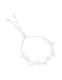 Silver Cubic Zirconia Marquise Vine Toggle Bracelet