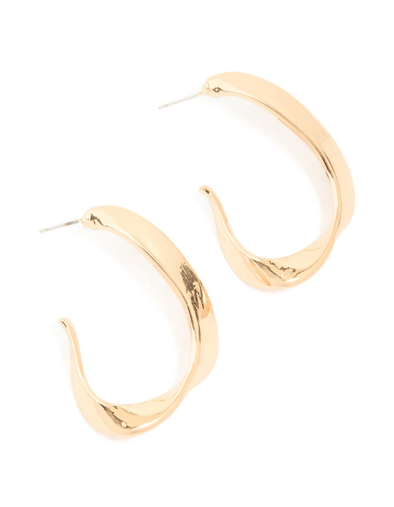 Gold Irregular Hoop Earrings