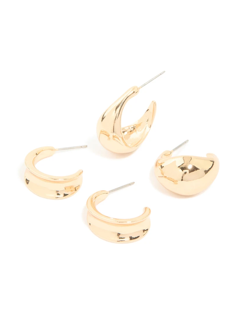 Gold Classic Open Hoop Earrings 2-Pack
