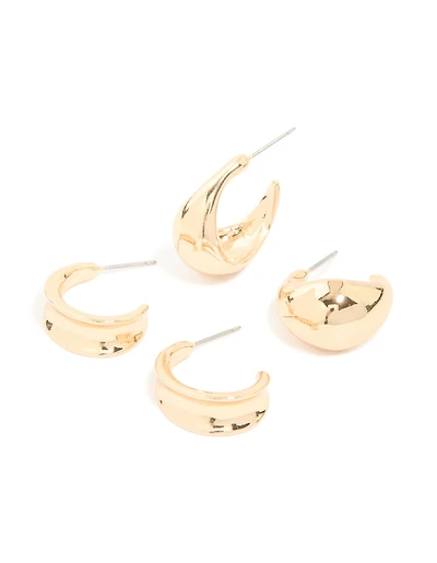 Gold Classic Open Hoop Earrings 2-Pack