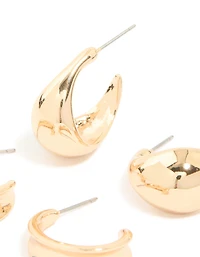 Gold Classic Open Hoop Earrings 2-Pack