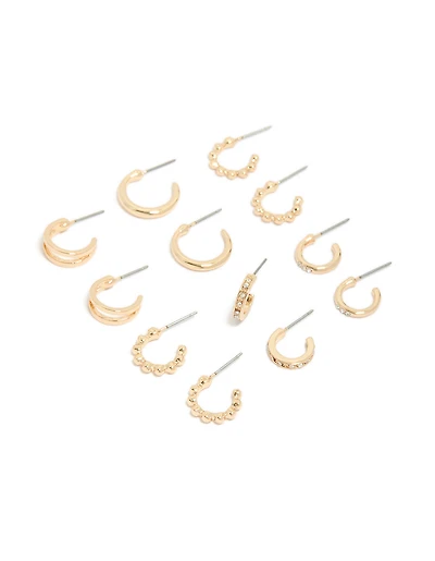 Gold Dainty Hoop Earrings 6-Pack
