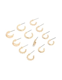Gold Dainty Hoop Earrings 6-Pack