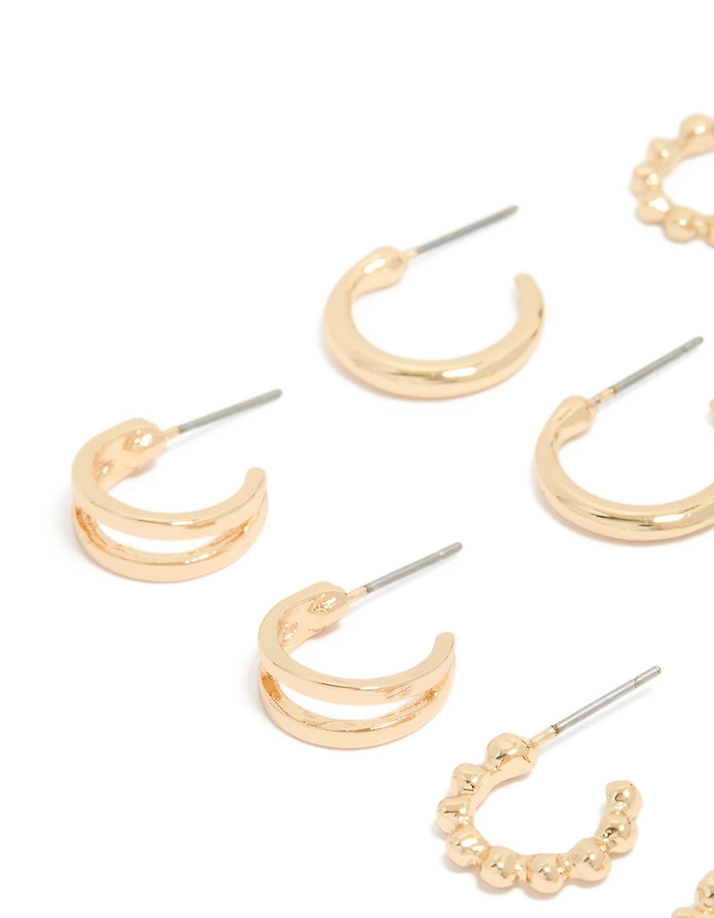 Gold Dainty Hoop Earrings 6-Pack