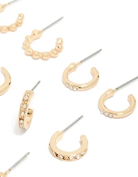 Gold Dainty Hoop Earrings 6-Pack