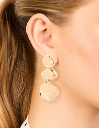 Gold Triple Orb Drop Earrings