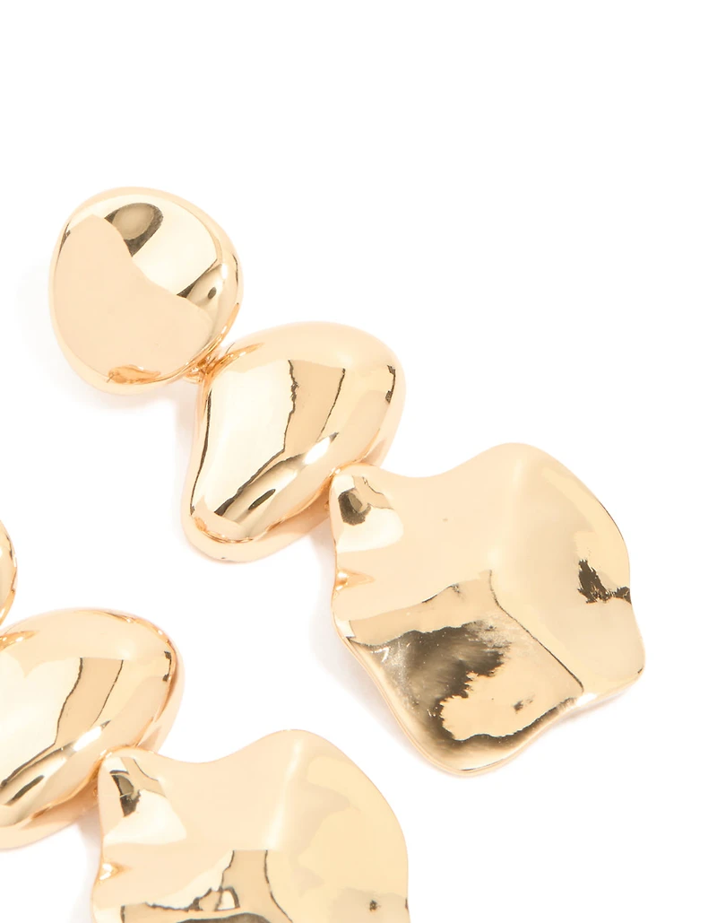 Gold Triple Orb Drop Earrings