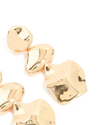 Gold Triple Orb Drop Earrings