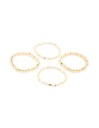 Gold Pebble Stretch Bracelets 4-Pack