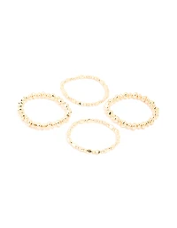 Gold Pebble Stretch Bracelets 4-Pack
