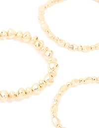 Gold Pebble Stretch Bracelets 4-Pack