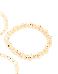 Gold Pebble Stretch Bracelets 4-Pack