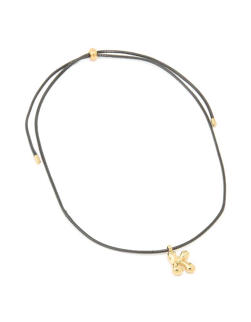 Collier imperméable en acier inoxydable plaqué or avec une grande lettre K à bulles