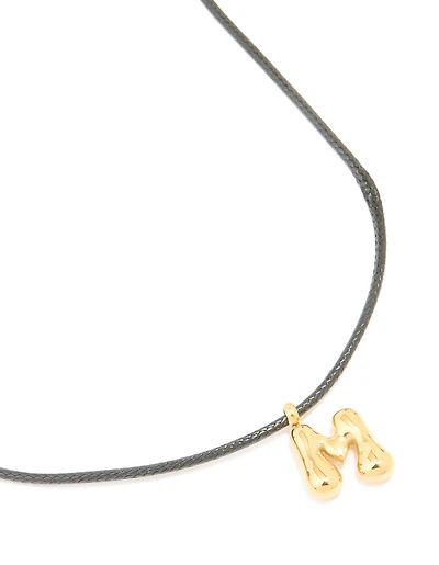 Collier imperméable en acier inoxydable plaqué or, grand collier à bulles en forme de lettre M